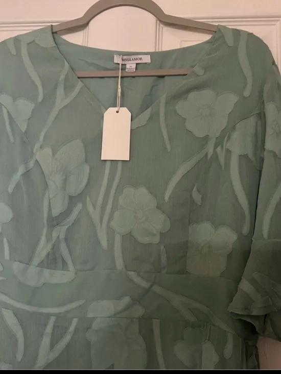 Sage Green V-Neck Floral Maxi Dress - Picture 7 of 7